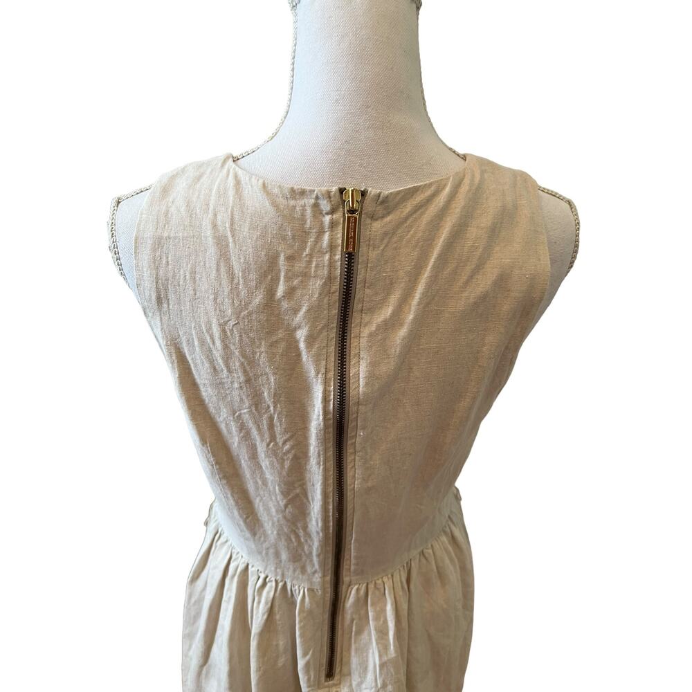 Michael Kors Linen Sleeveless Summer Dress Oatmeal 6 - Picture 4 of 7